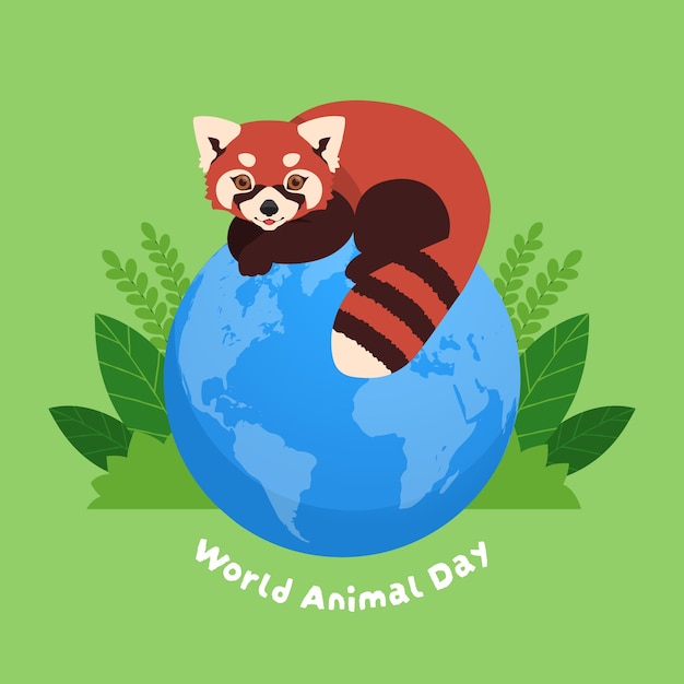 Gratis vector platte illustratie voor de viering van de wereld dierendag