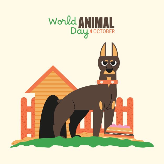 Gratis vector platte illustratie voor de viering van de wereld dierendag