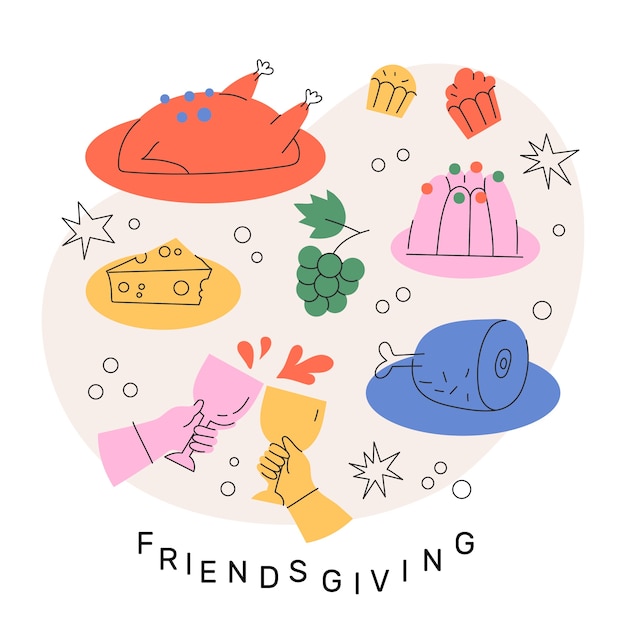 Gratis vector platte illustratie voor friendsgiving day