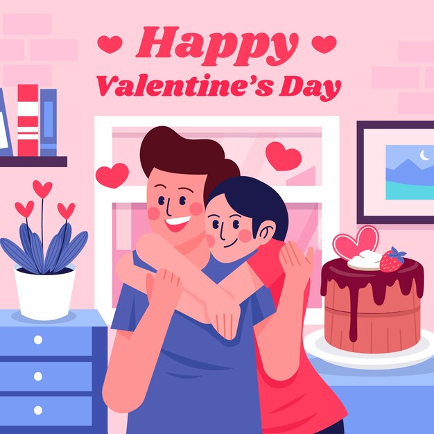 Gratis vector platte illustratie voor valentijnsdag vakantie