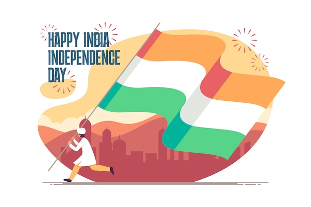 Platte india onafhankelijkheidsdag illustratie