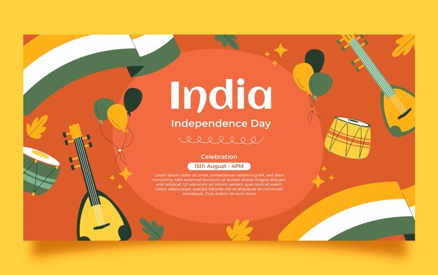 Platte india onafhankelijkheidsdag social media postsjabloon