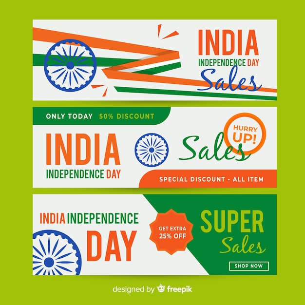 Platte india onafhankelijkheidsdag verkoop banners