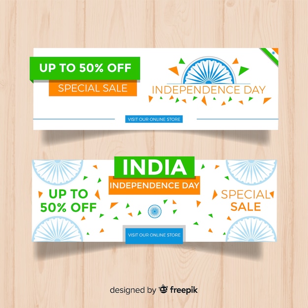 Platte india onafhankelijkheidsdag verkoop banners