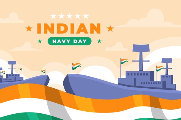 Gratis vector platte indiase marine dag achtergrond