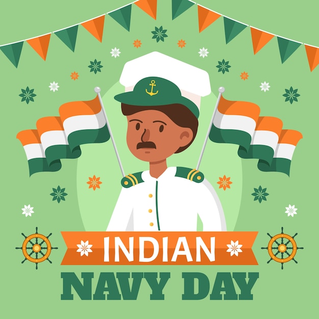 Gratis vector platte indiase marine dag illustratie