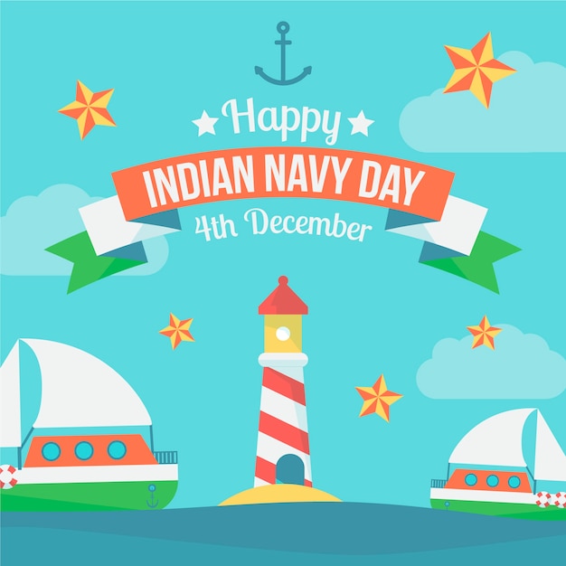 Gratis vector platte indiase marine dag illustratie