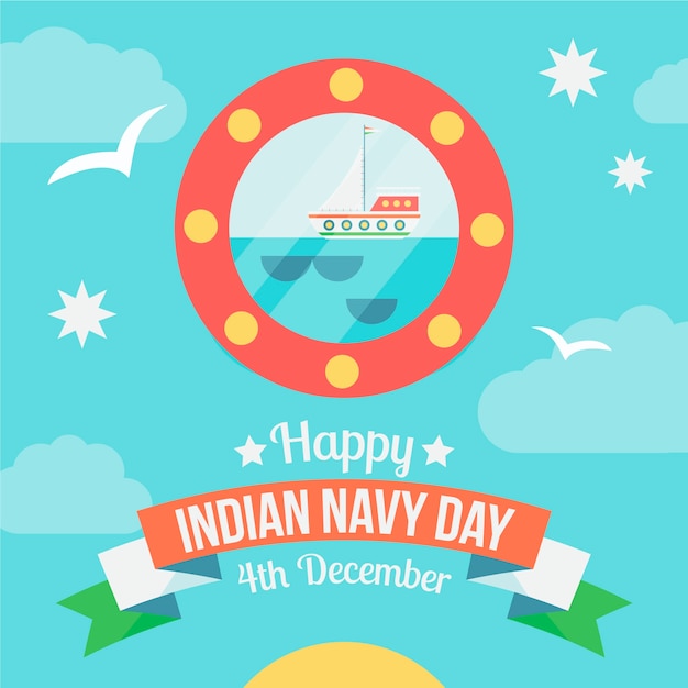 Gratis vector platte indiase marine dag illustratie