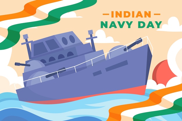 Gratis vector platte indiase marine dag illustratie