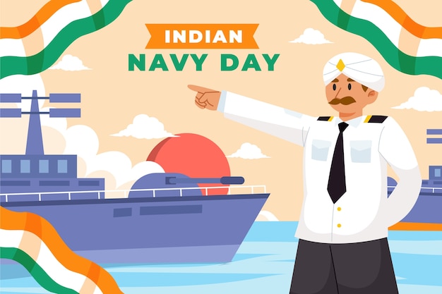 Platte Indiase marine dag illustratie
