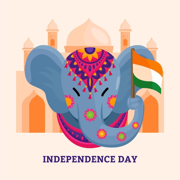 Gratis vector platte indiase onafhankelijkheidsdag illustratie