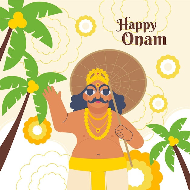 Platte Indiase onam viering illustratie