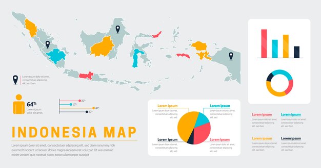 Platte Indonesië kaart infographics