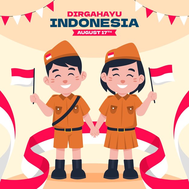 Platte Indonesië onafhankelijkheidsdag illustratie day