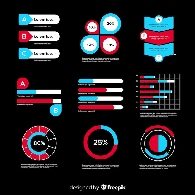 Platte infographic element collectie