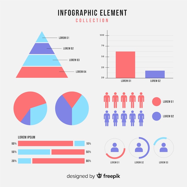 Gratis vector platte infographic element collectie