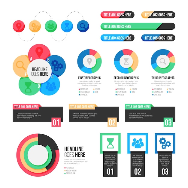 Platte infographic element collectie