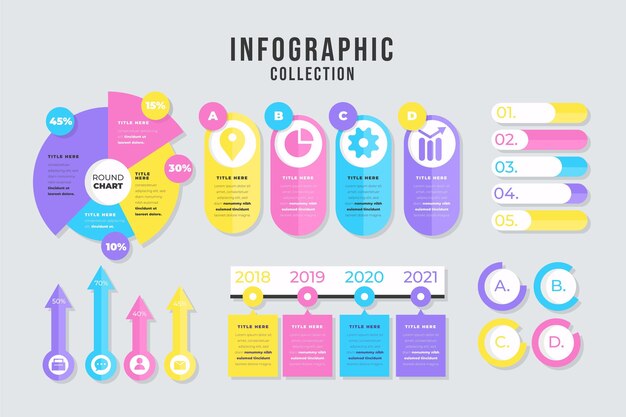 Platte infographic element collectie