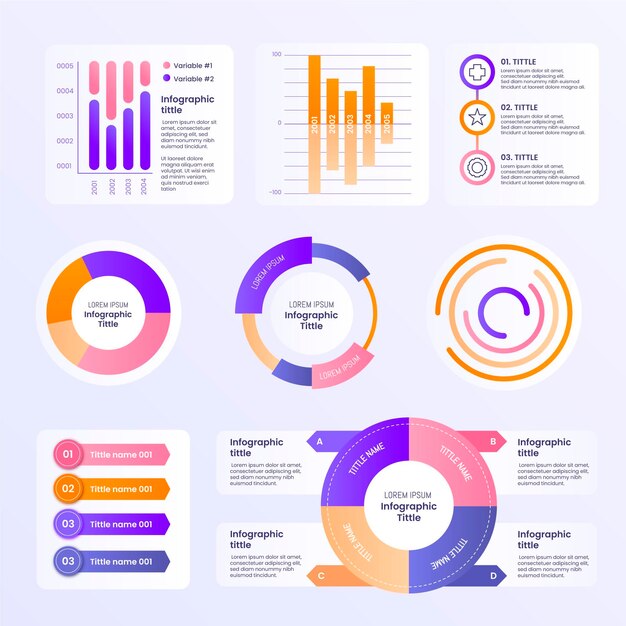 Platte infographic element collectie