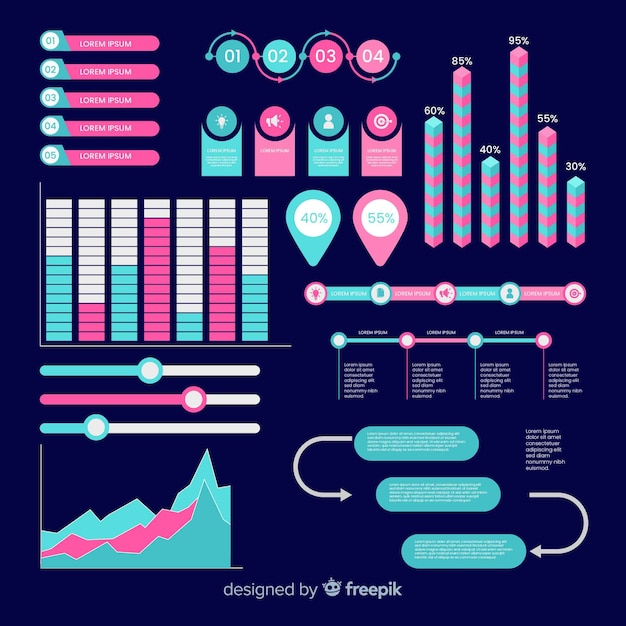 Platte infographic element ingesteld