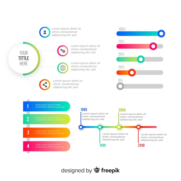 Platte infographic elementen met statistieken collectie