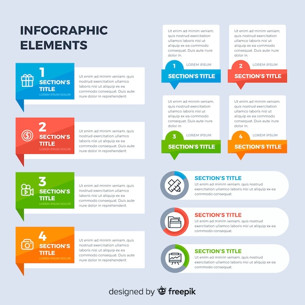 Platte infographic elementen met statistieken collectie