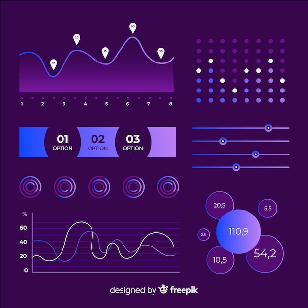 Platte infographic elementen met statistieken collectie