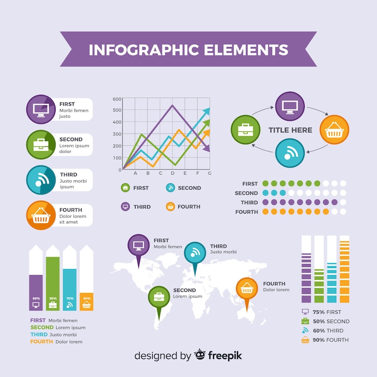Gratis Vector platte infographic elementen
