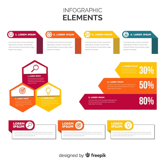 Platte infographic elementen