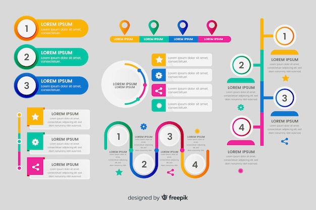 Gratis vector platte infographic elementenverzameling