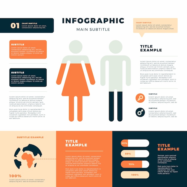 Platte infographic met retro kleuren