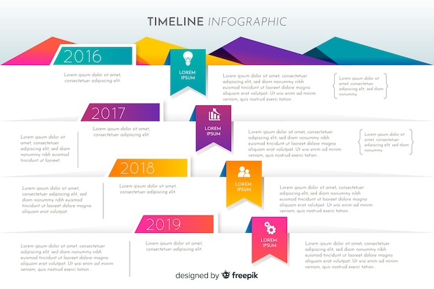 Gratis vector platte infographic met tijdlijn achtergrond