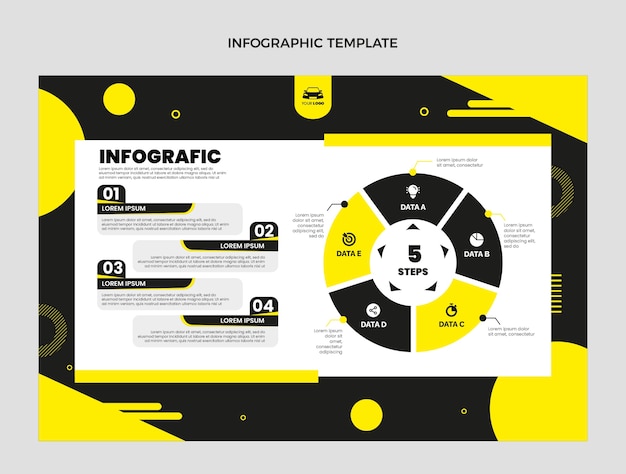 Platte infographic sjabloon voor rijschool