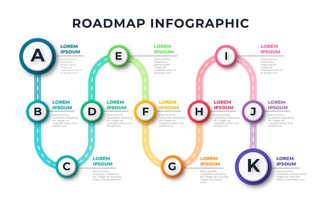 Platte infographic sjabloon voor stappenplan