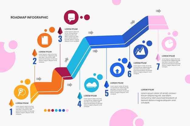 Platte infographic sjabloon voor stappenplan