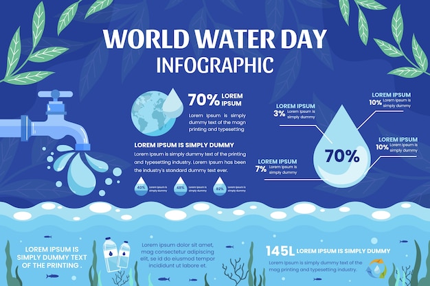 Platte infographic sjabloon voor wereldwaterdag