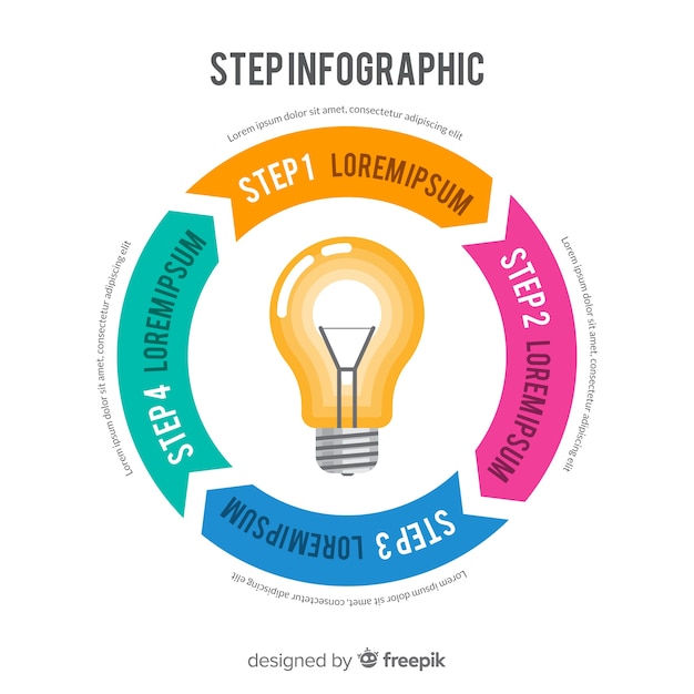 Gratis vector platte infographic stap