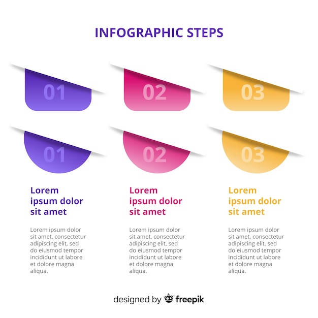 Gratis vector platte infographic stappen sjabloon