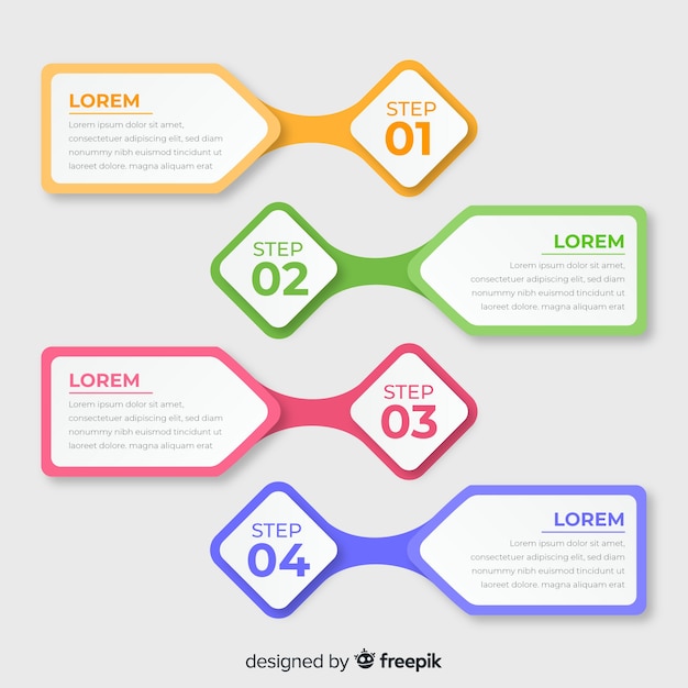 Platte infographic stappen sjabloon