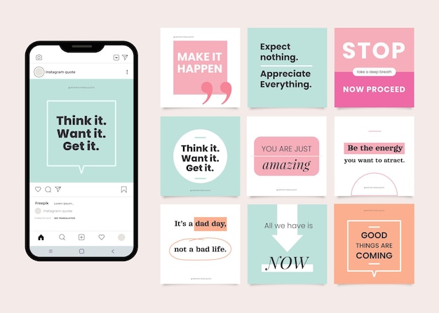 Platte inspirerende citaten instagram postverzameling