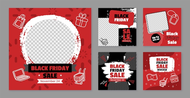 Platte instagram-berichtencollectie voor Black Friday-uitverkoop