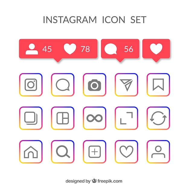 Platte instagram pictogrammen en meldingen instellen