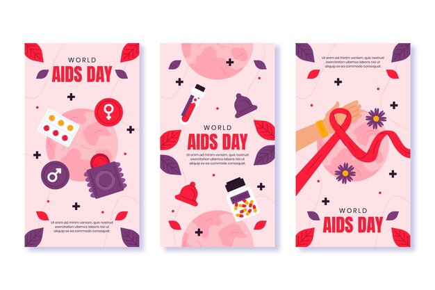 Platte instagram verhalencollectie voor bewustzijn van Wereld Aidsdag