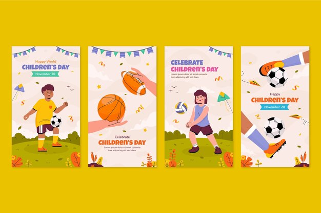 Platte instagram verhalencollectie voor de viering van de wereldkinderdag