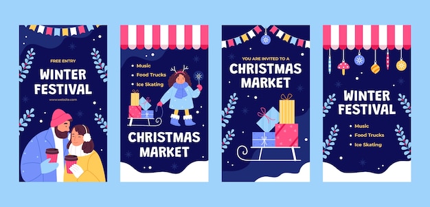 Platte instagram verhalencollectie voor kerstmarkt