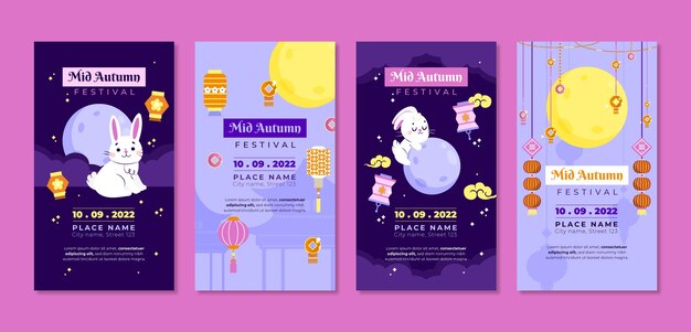 Platte instagram-verhalencollectie voor mid-herfstfestivalviering