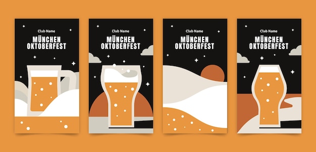 Gratis vector platte instagram-verhalencollectie voor oktoberfestfestival