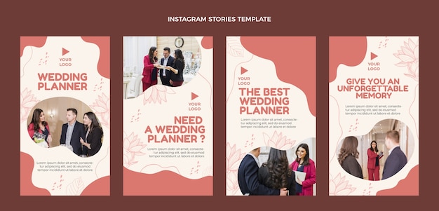 Platte instagram-verhalenverzameling voor huwelijksplanningsbedrijf