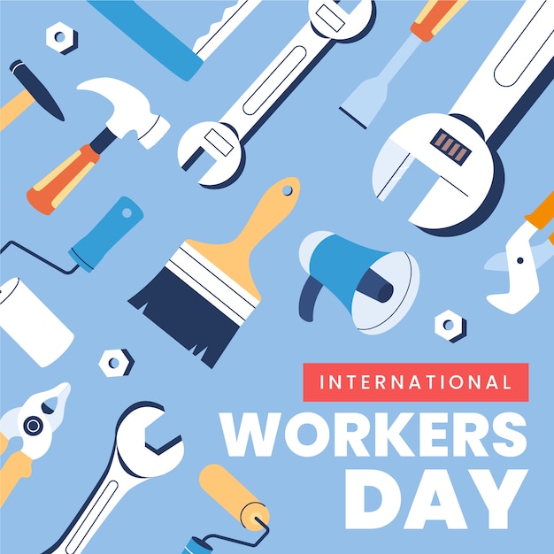 Platte internationale arbeidersdag illustratie