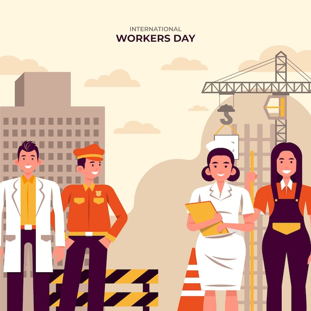 Gratis vector platte internationale arbeidersdag illustratie